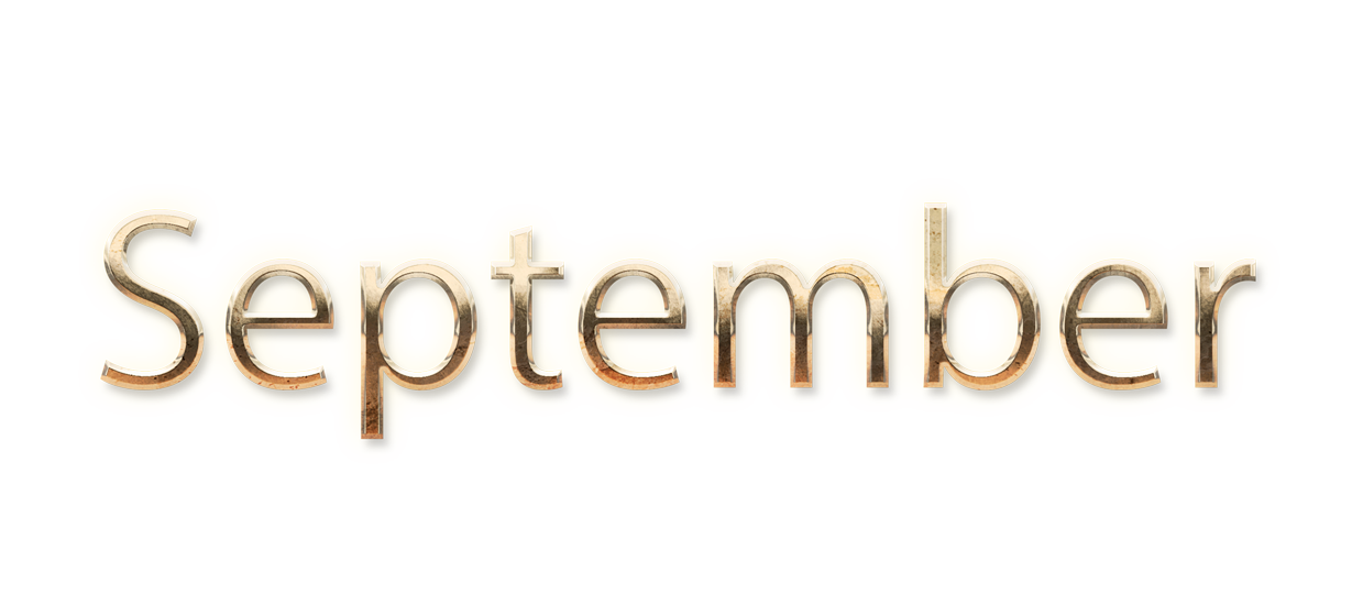 SEPTEMBER month name word SEPTEMBER gold text typography PNG images free
